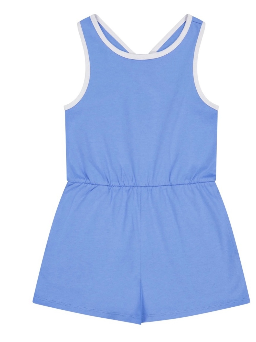 NWT Wonder Nation Girls Large Plus (10/12) Blue and White Cross Back Romper